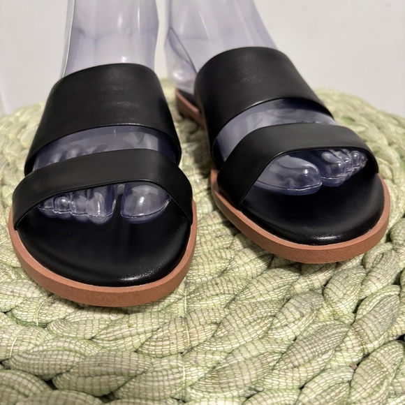 NEW Cole Haan Anica Black Leather Double Strap Slide Flat Sandals Size 7 - Picture 7 of 11